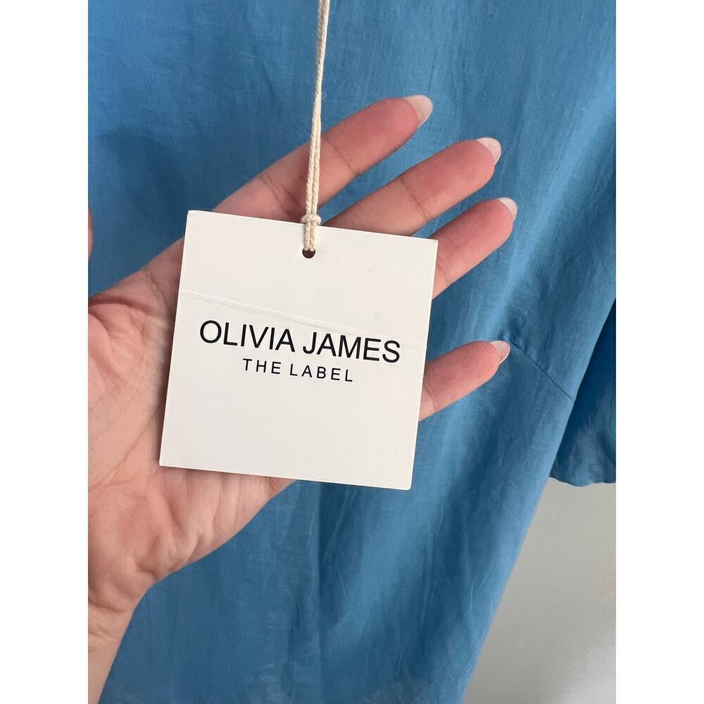 NWT Olivia James The Label Annie Puff Sleeve Blouse Sky Blue Women's Size S - Picture 4 of 8